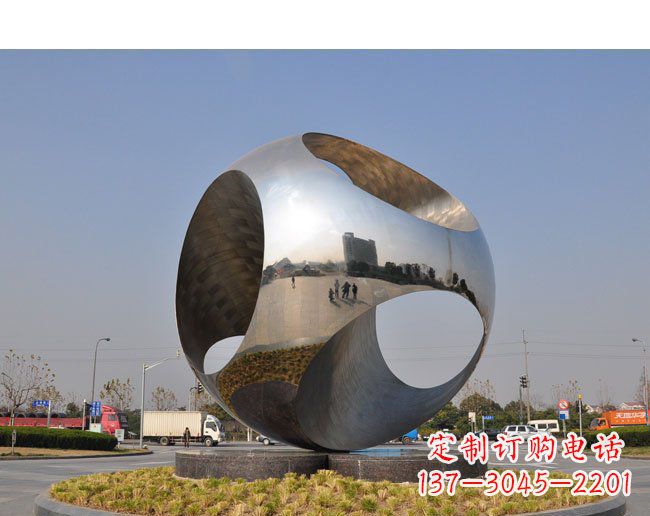 不锈钢抽象圆球广场景观雕塑