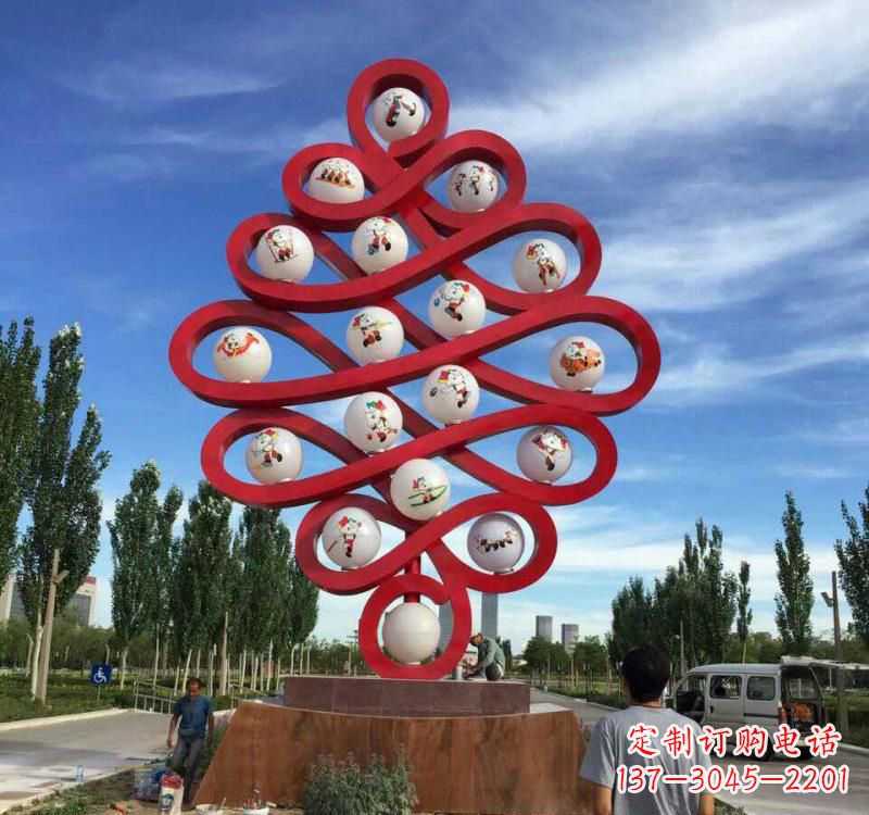 不锈钢抽象中国结雕塑