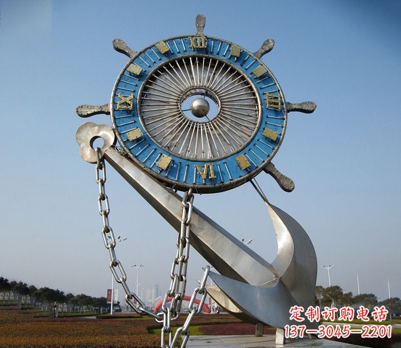 不锈钢船舵雕塑 广场