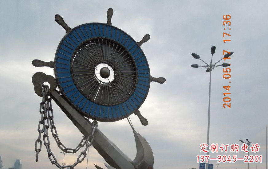 不锈钢船舵景观雕塑