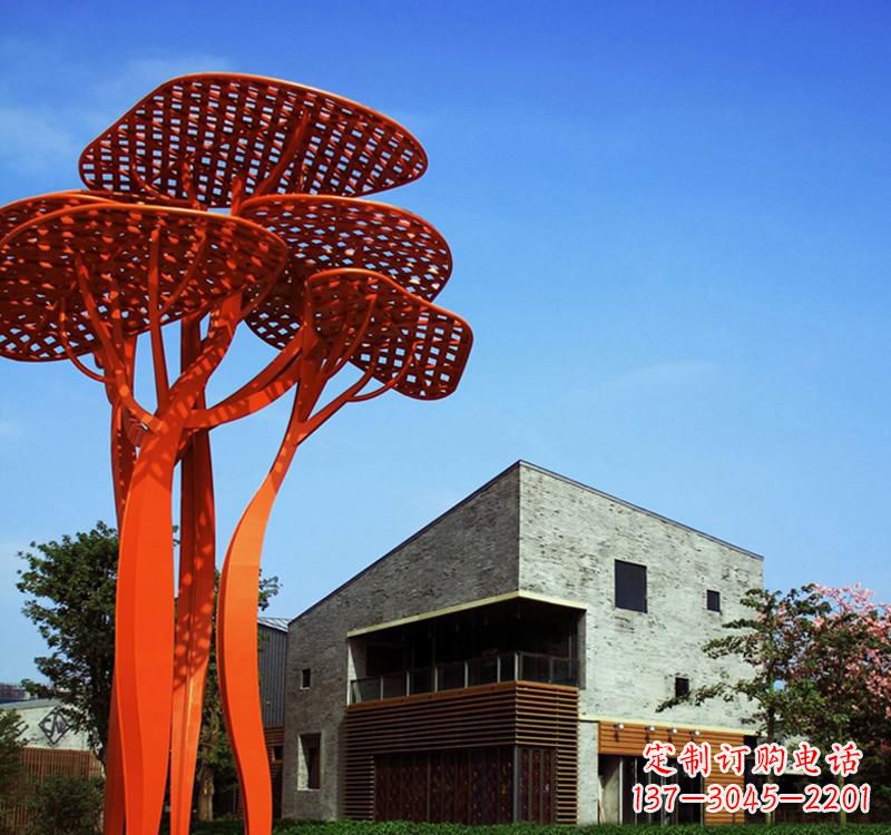 不锈钢创意镂空树雕塑2