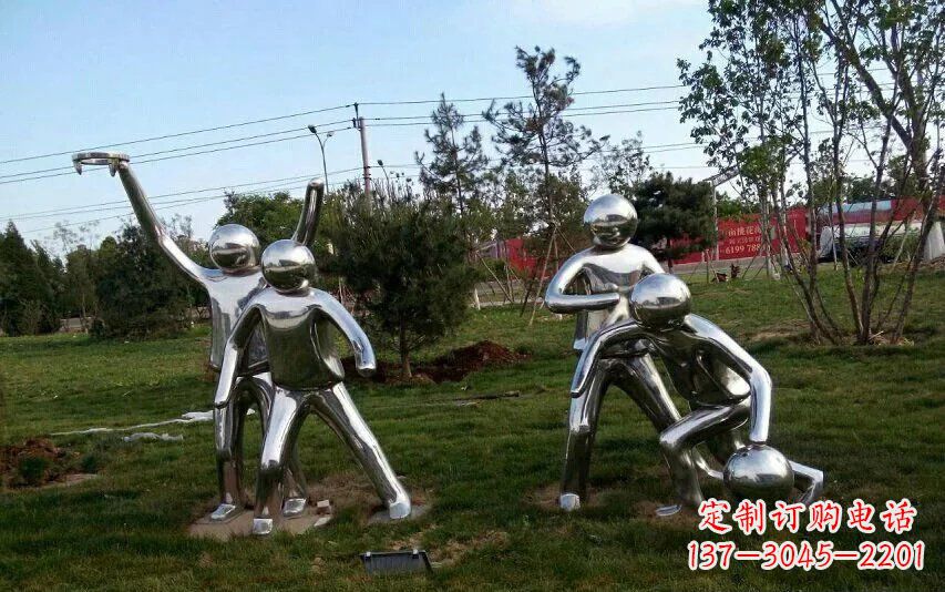 不锈钢打篮球抽象雕塑