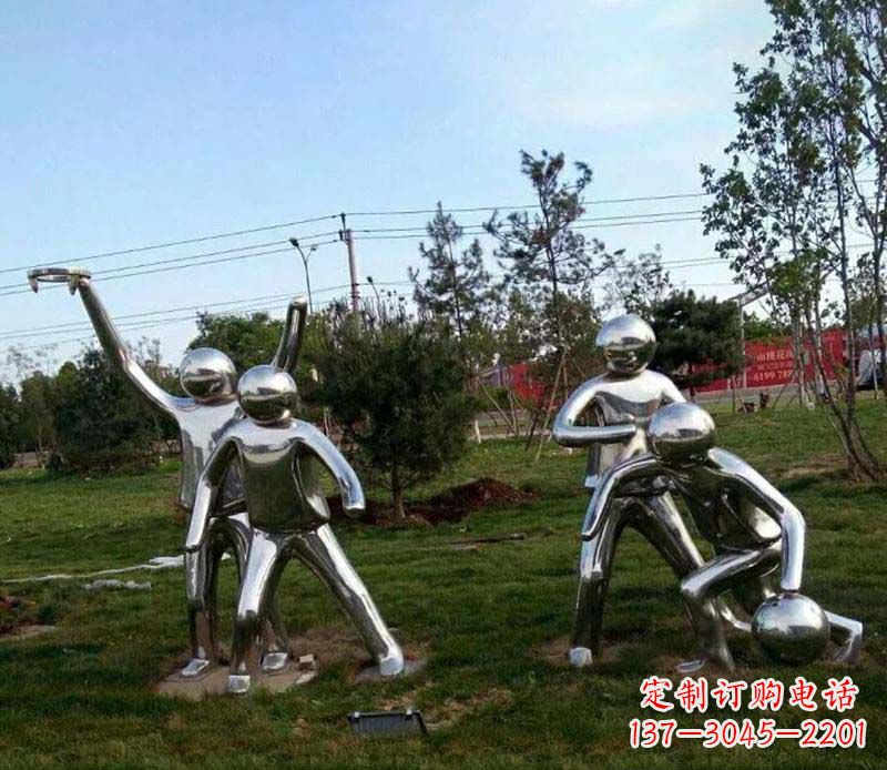 不锈钢打篮球雕塑