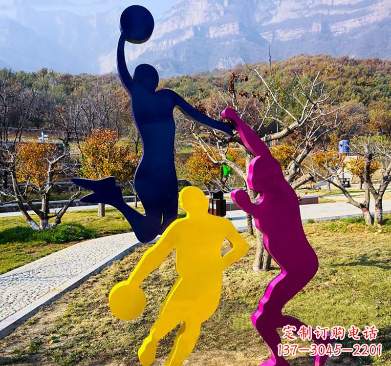 不锈钢打篮球人物雕塑2