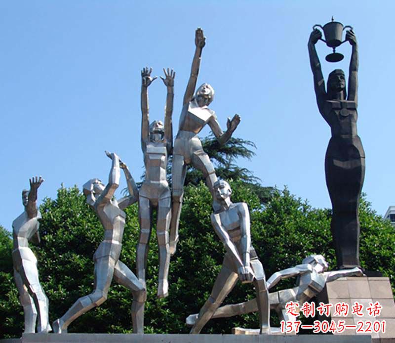 不锈钢打排球雕塑