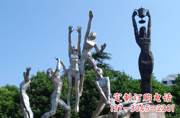 不锈钢打排球人物雕塑 (2)