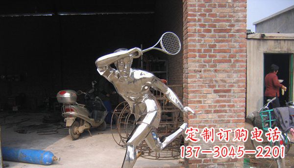 不锈钢打羽毛球雕塑 (2)