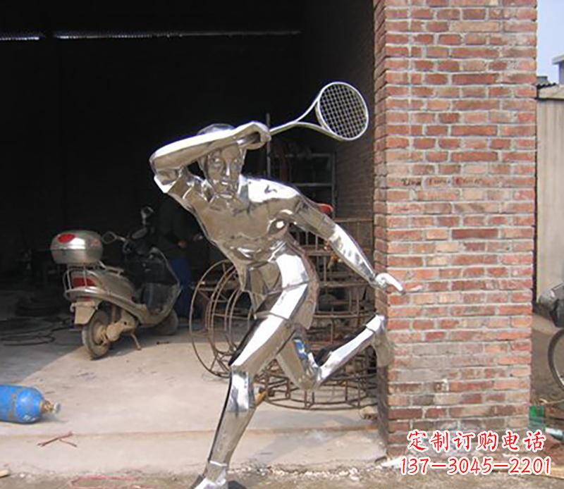 不锈钢打羽毛球雕塑