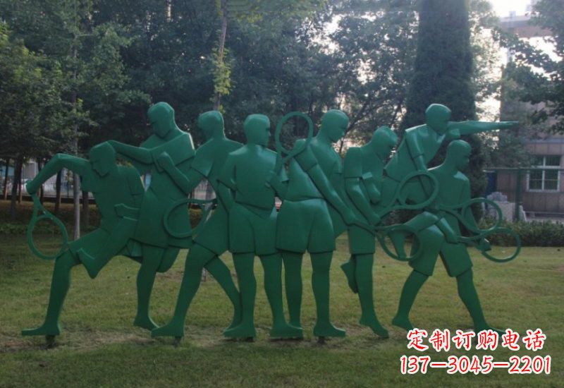 不锈钢打羽毛球人物雕塑