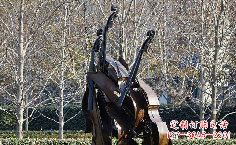 不锈钢大提琴乐器雕塑