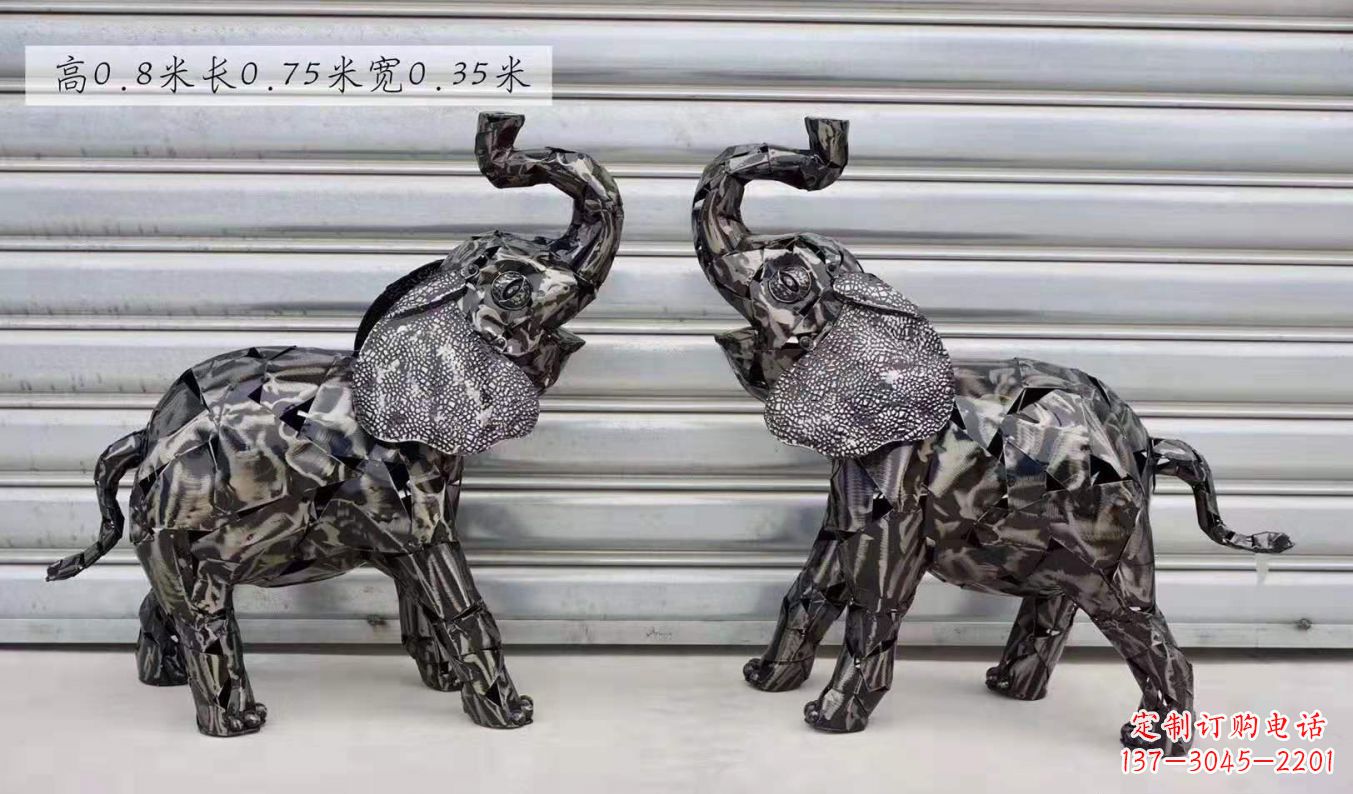 不锈钢大象动物户外摆件