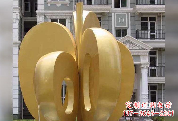 不锈钢大型抽象苹果雕塑