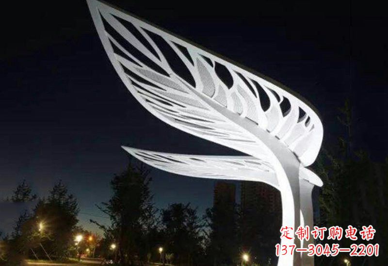 不锈钢大型抽象树叶雕塑
