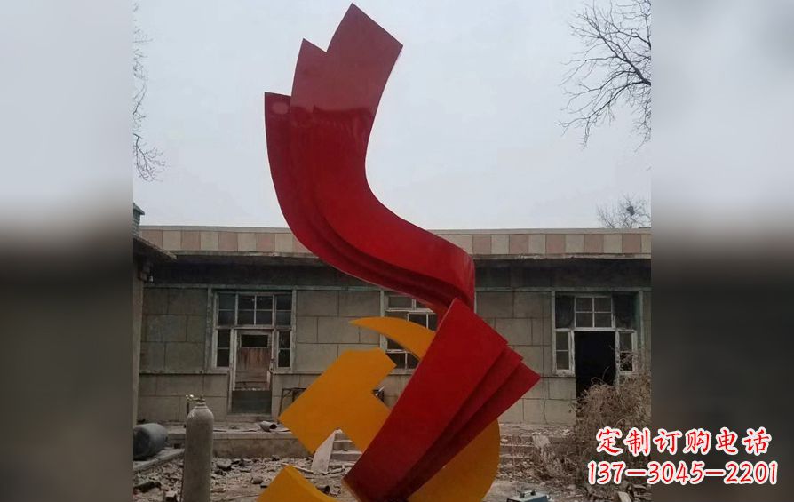 党徽雕塑 - 不锈钢/党徽/红绸 党徽雕塑 - 不锈钢/党徽/红绸