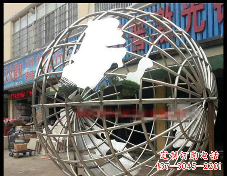 不锈钢地球公园景观雕塑 (2)