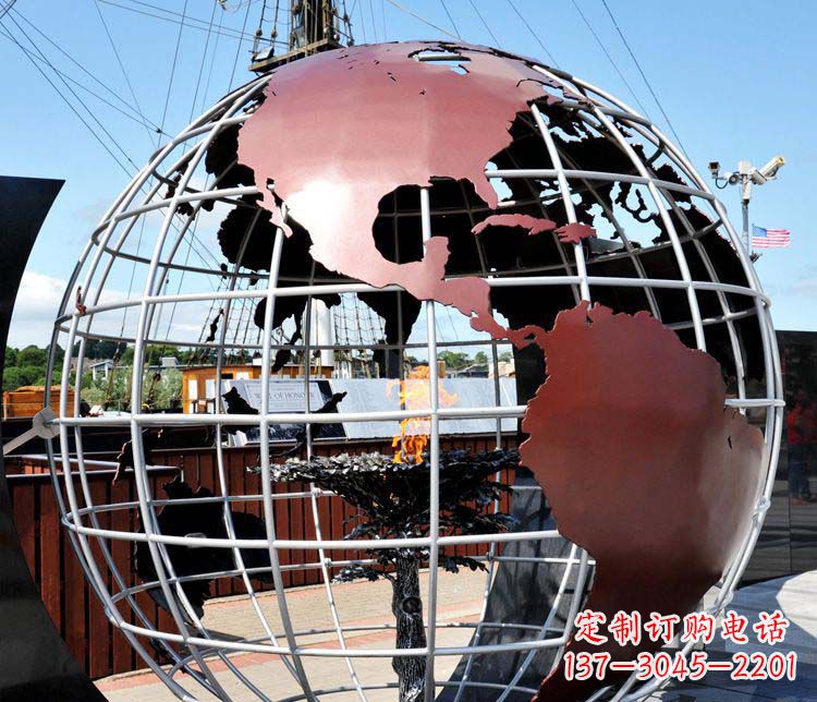不锈钢地球仪雕塑精美的艺术品 不锈钢地球仪雕塑精美的艺术品