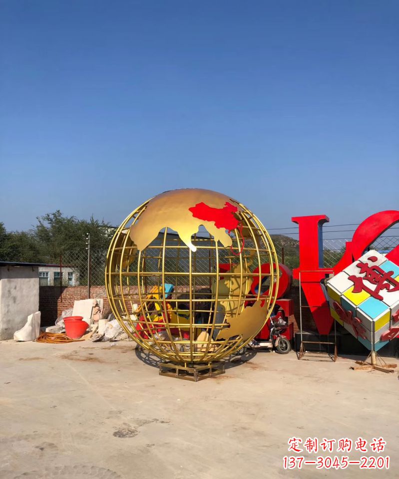 不锈钢地球仪雕塑校园景观雕塑
