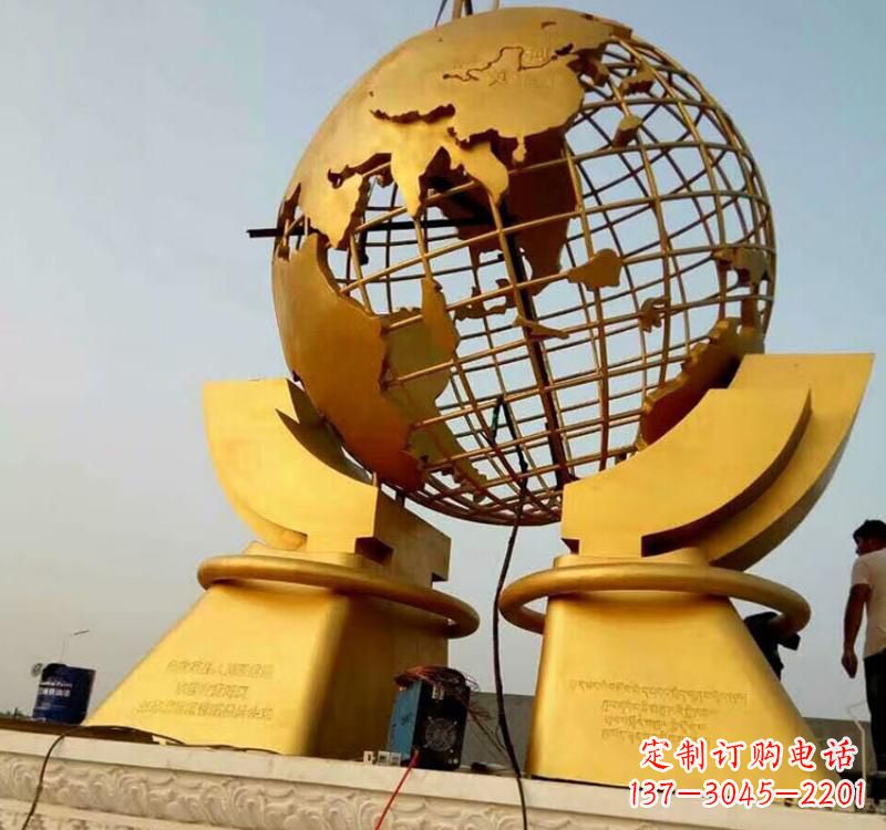 不锈钢地球仪镂空雕塑