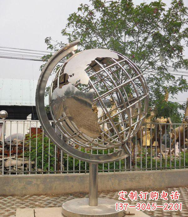 不锈钢地球仪校园雕塑_1