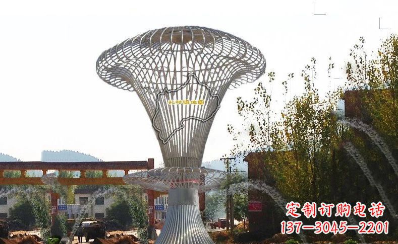 不锈钢地图标志城市景观雕塑