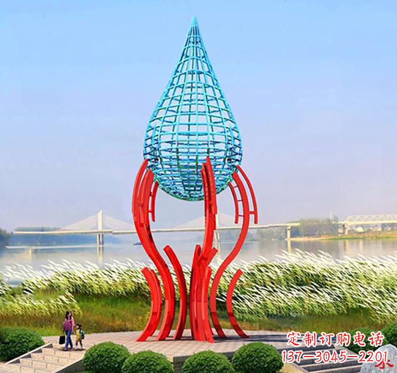 不锈钢灯泡水滴雕塑