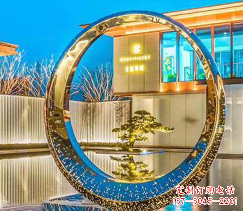 不锈钢灯饰圆环雕塑