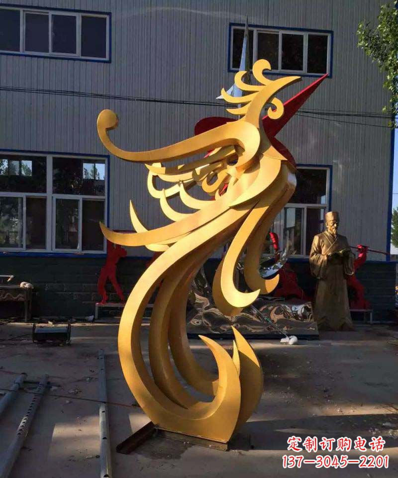 不锈钢雕刻凤凰雕塑