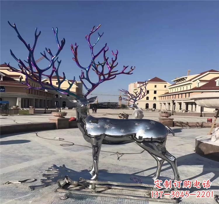不锈钢动物鹿 雕塑