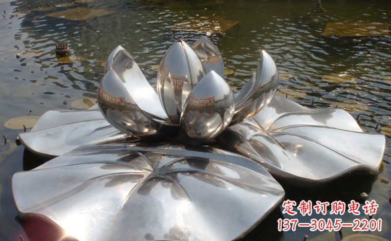 不锈钢锻造莲花雕塑 (2)