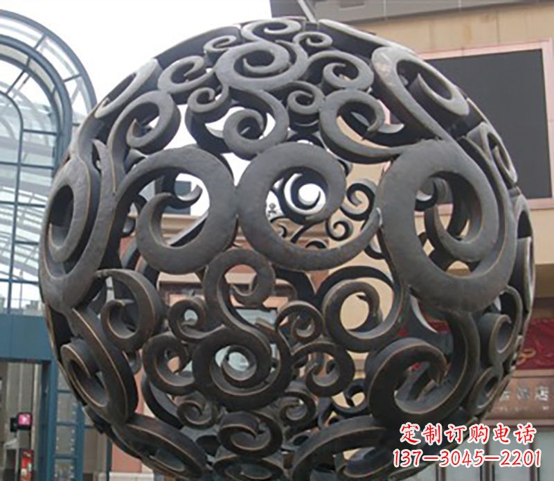 不锈钢发光镂空球景观雕塑