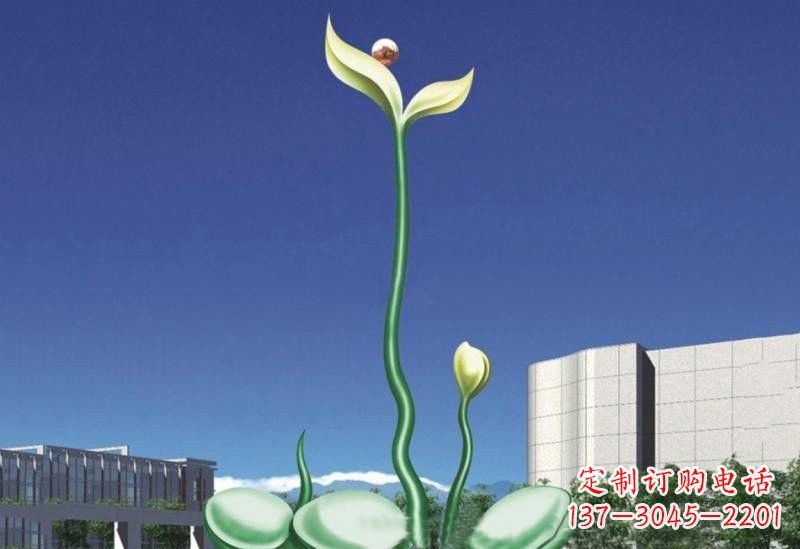 不锈钢发芽的种子雕塑设计图