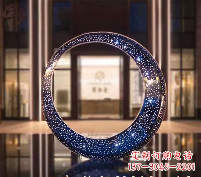 不锈钢发光月亮雕塑