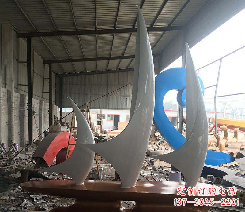 不锈钢帆船景观雕塑 (2)
