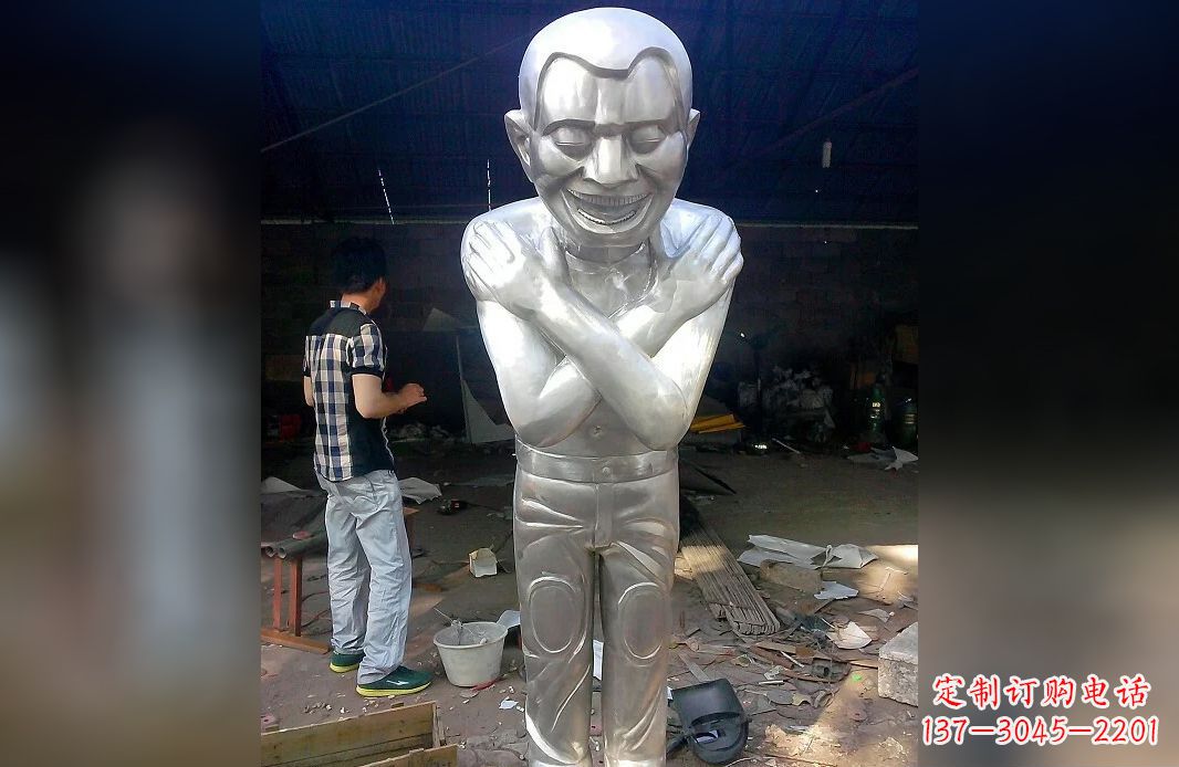 不锈钢饭店迎宾人物雕塑