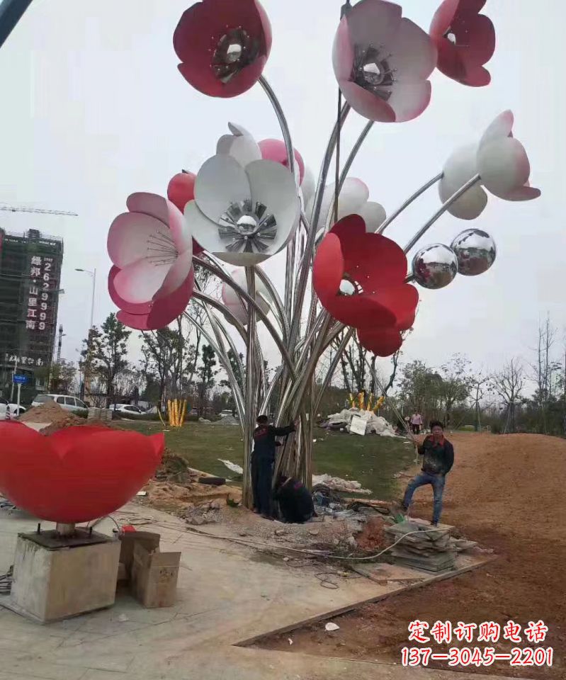 不锈钢繁花似锦雕塑大型广场景观雕塑