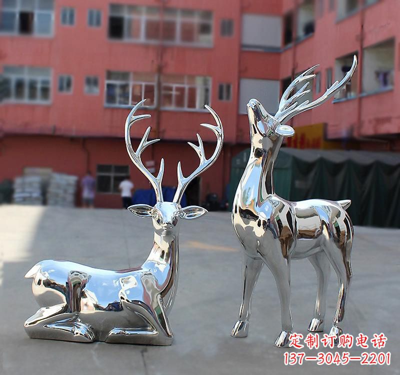 不锈钢仿真动物梅花鹿雕塑