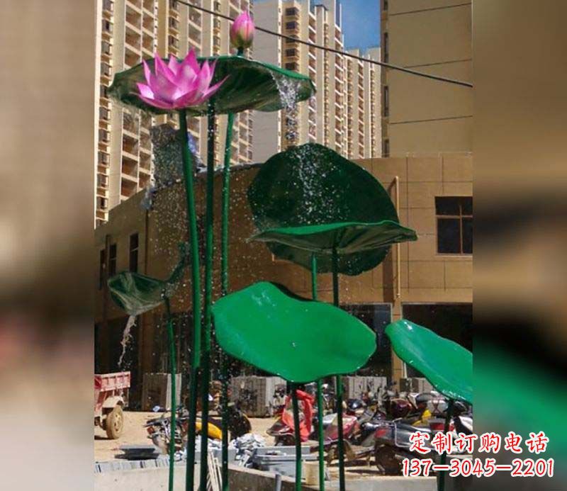 不锈钢仿真荷花雕塑 (2)