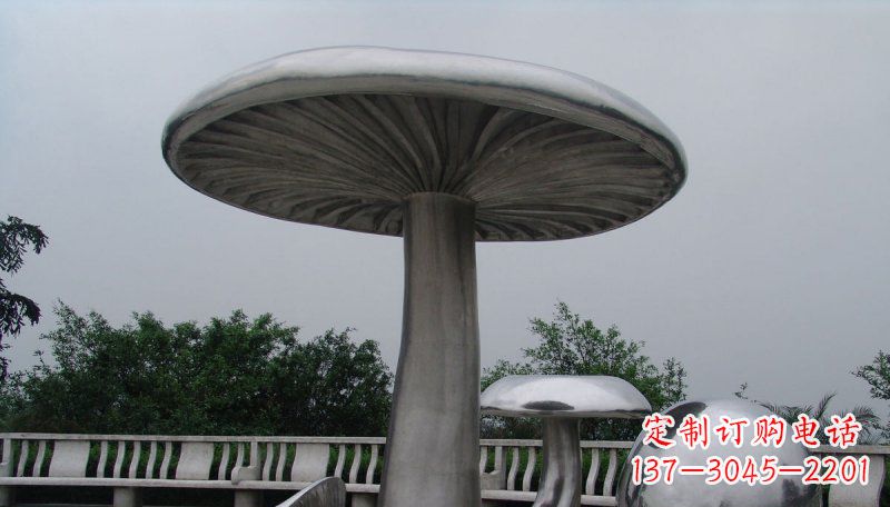 不锈钢仿真蘑菇凉亭公园景观雕塑