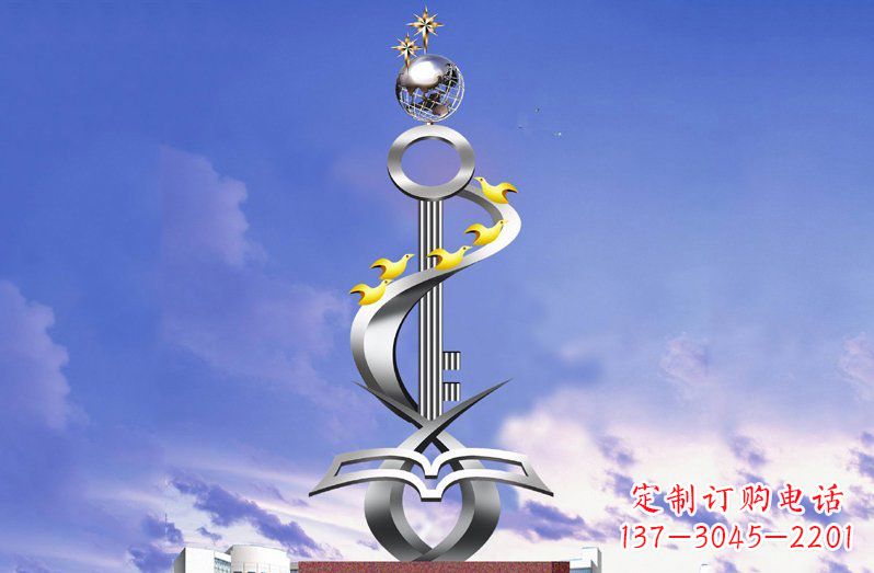 不锈钢放飞校园景观雕塑