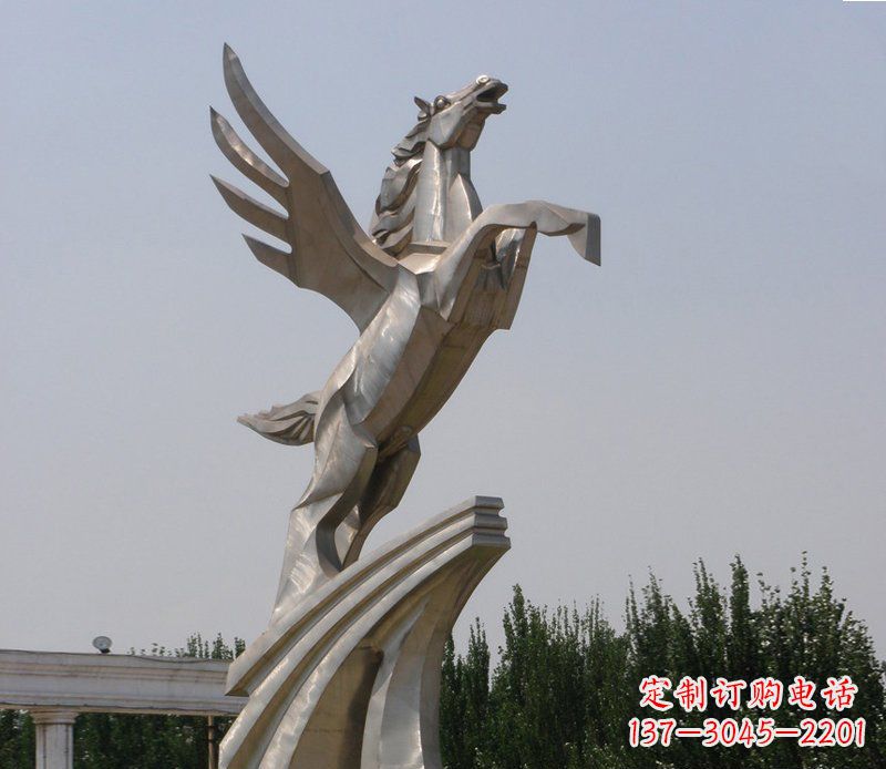 不锈钢飞马公园雕塑