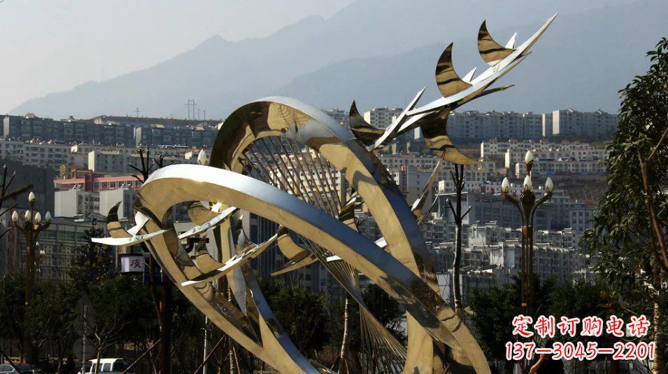 不锈钢飞翔的群鸽景观雕塑