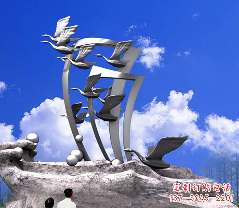 不锈钢飞翔科技公园景观雕塑