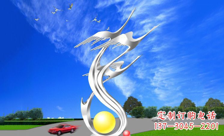 不锈钢奋飞广场景观雕塑