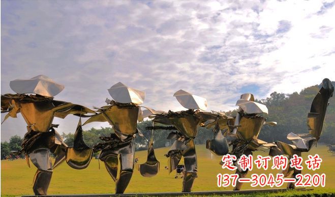 不锈钢丰收的喜悦抽象人物雕塑
