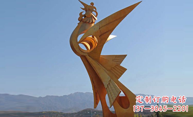 不锈钢凤凰抽象雕塑
