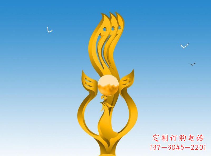 不锈钢凤凰雕塑效果图