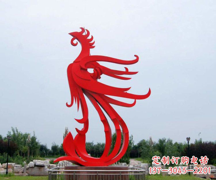 不锈钢凤凰公园景观雕塑 (2)