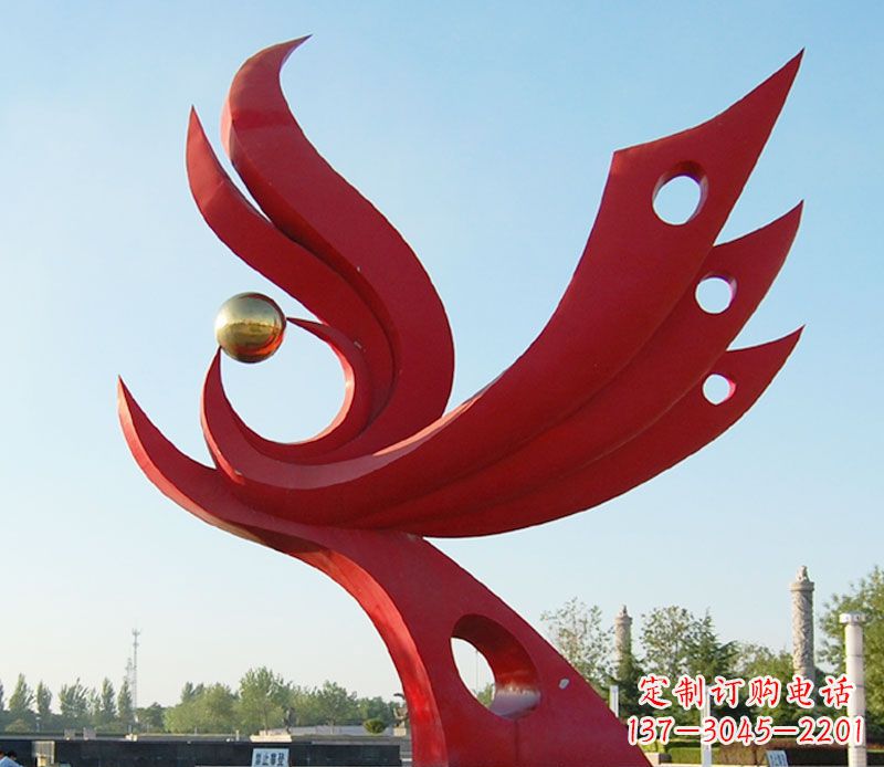 不锈钢凤凰广场雕塑 (2)