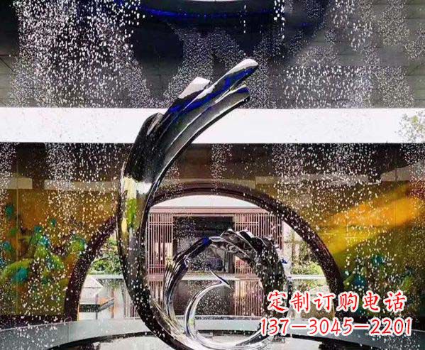 不锈钢凤凰喷泉景观雕塑