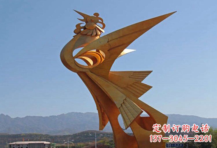 不锈钢凤鸣九天雕塑